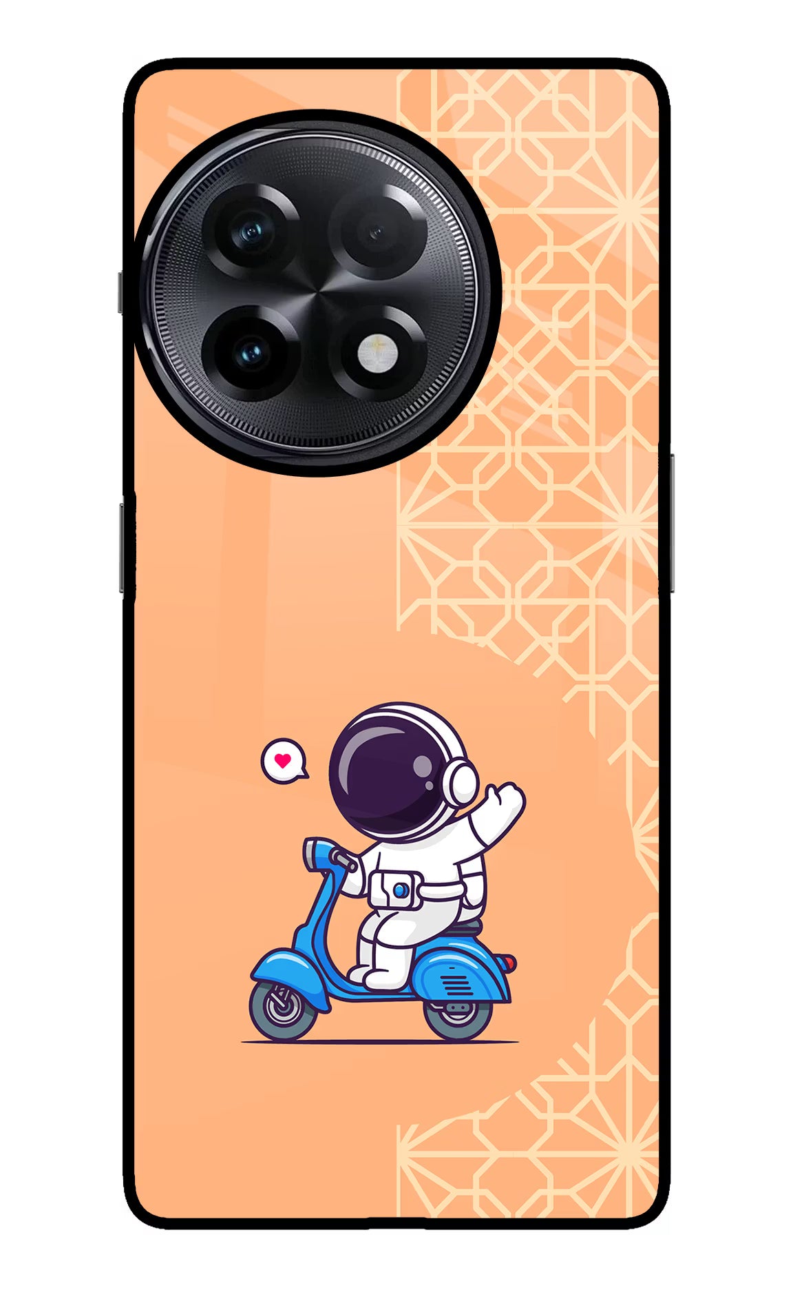 Cute Astronaut Riding OnePlus 11R Glass Case Back Cover by Casekaro