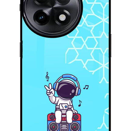Cute Astronaut Chilling OnePlus 11R Glass Case