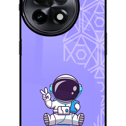 Cute Astronaut Chilling OnePlus 11R Glass Case
