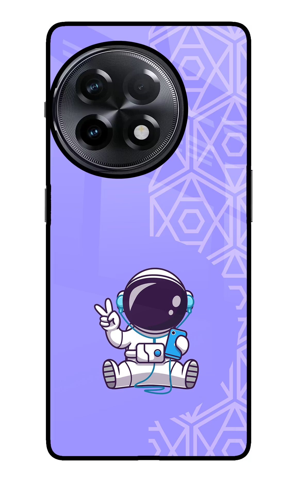 Cute Astronaut Chilling OnePlus 11R Glass Case Back Cover by Casekaro