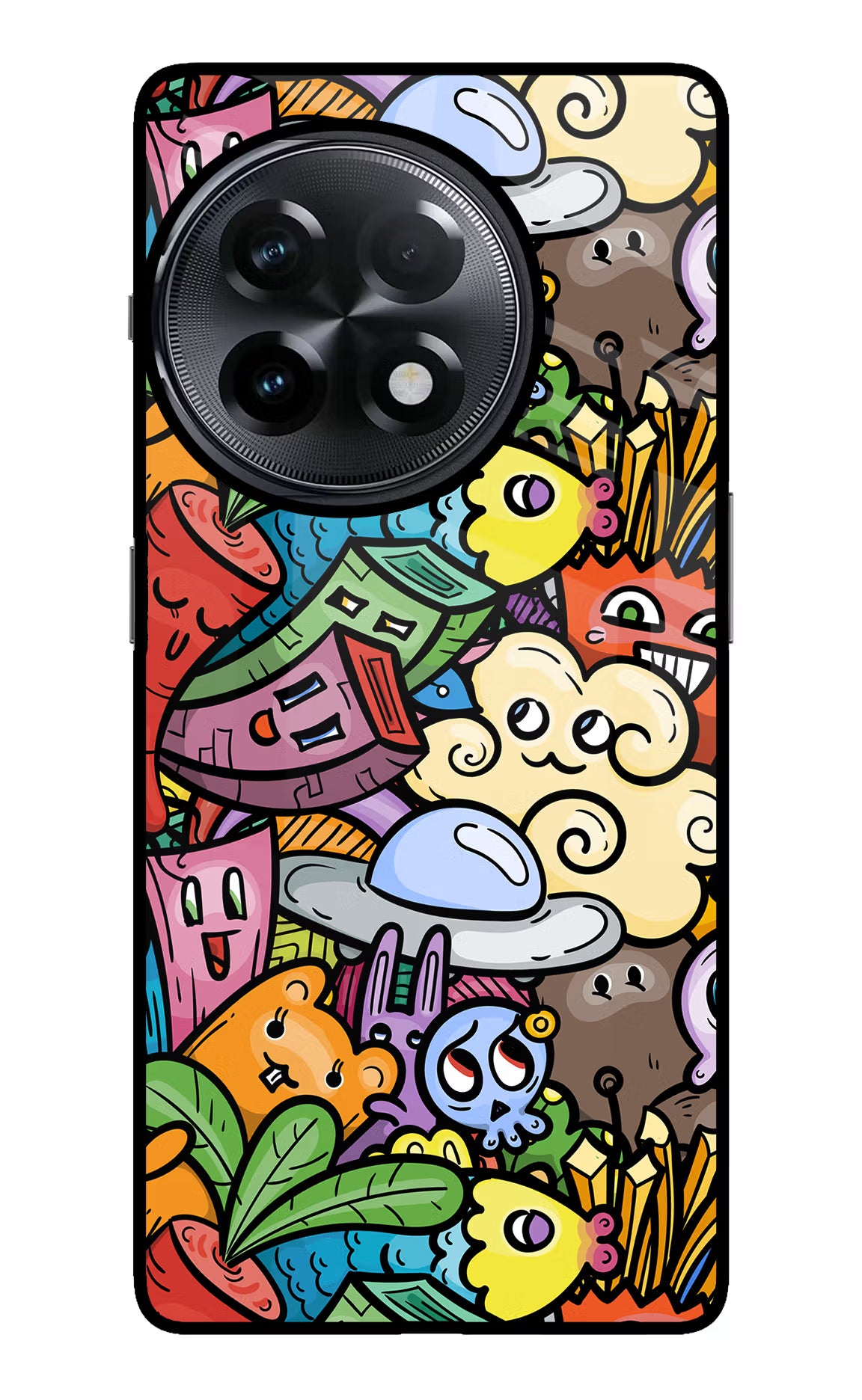 Veggie Doodle OnePlus 11R Glass Case Back Cover by Casekaro