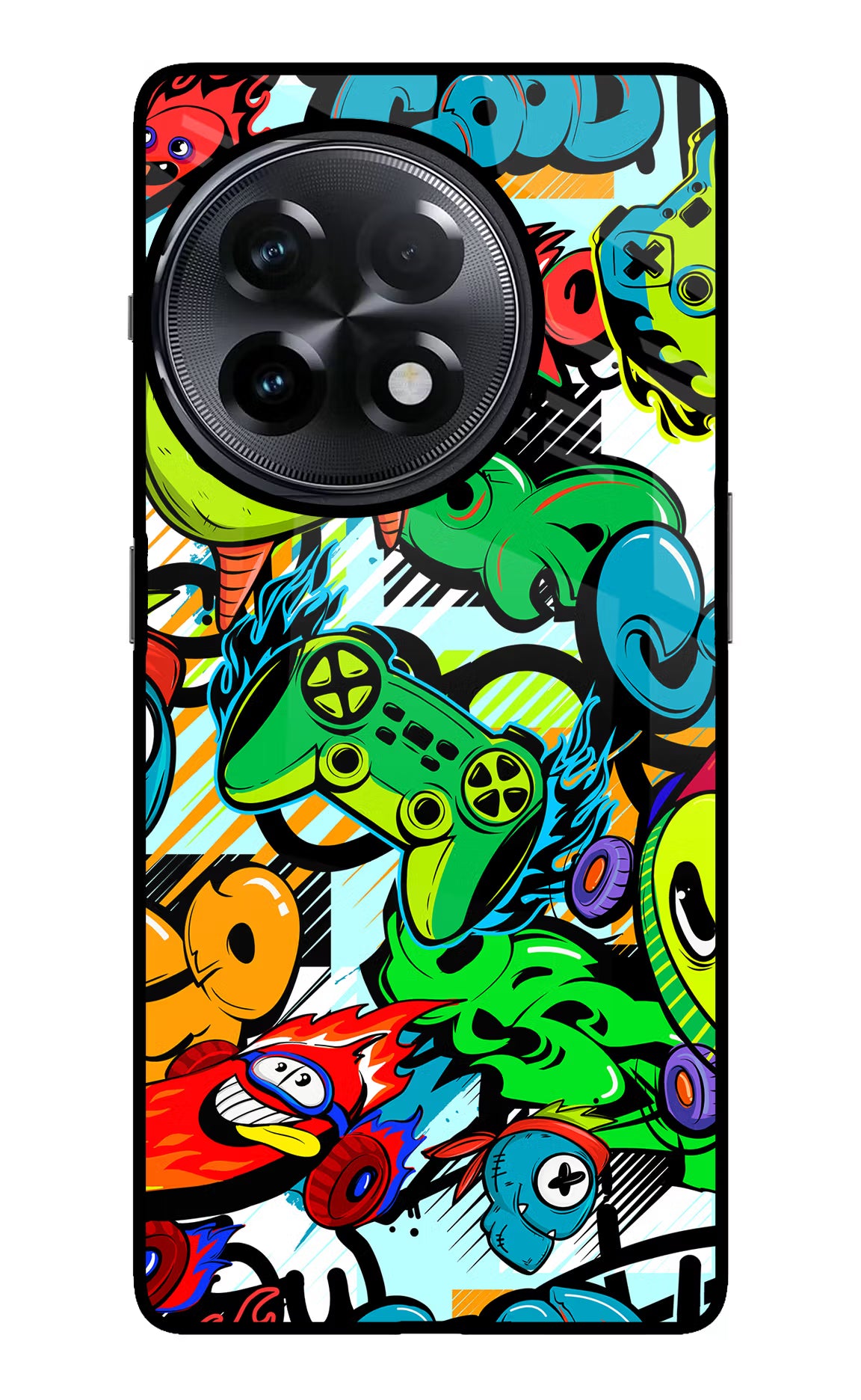 Game Doodle OnePlus 11R Glass Case Back Cover by Casekaro