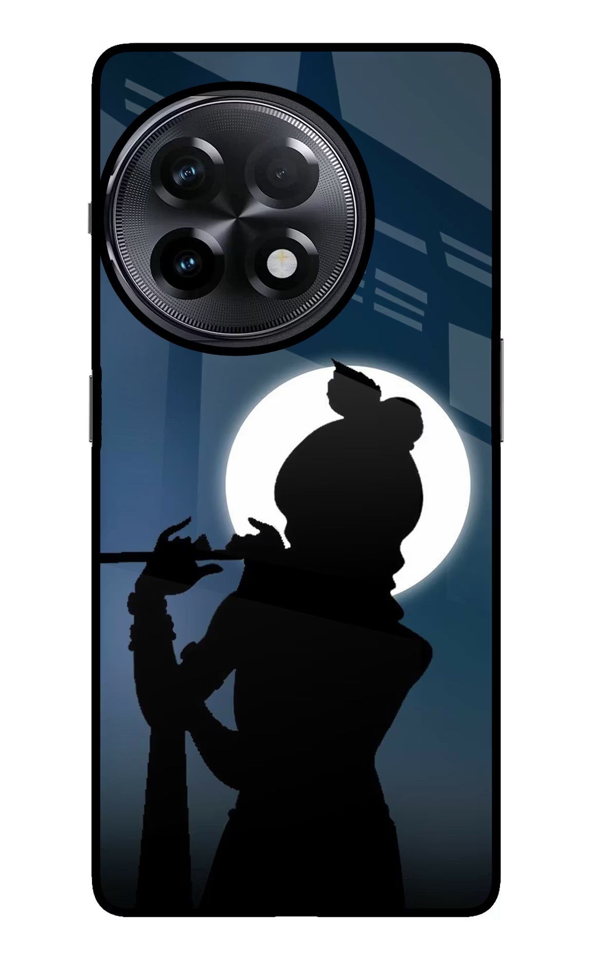 Shri Krishna Silhouette OnePlus 11R Glass Case Back Cover by Casekaro