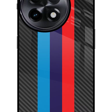 BMW Stripes Pattern OnePlus 11R Glass Case Back Cover by Casekaro