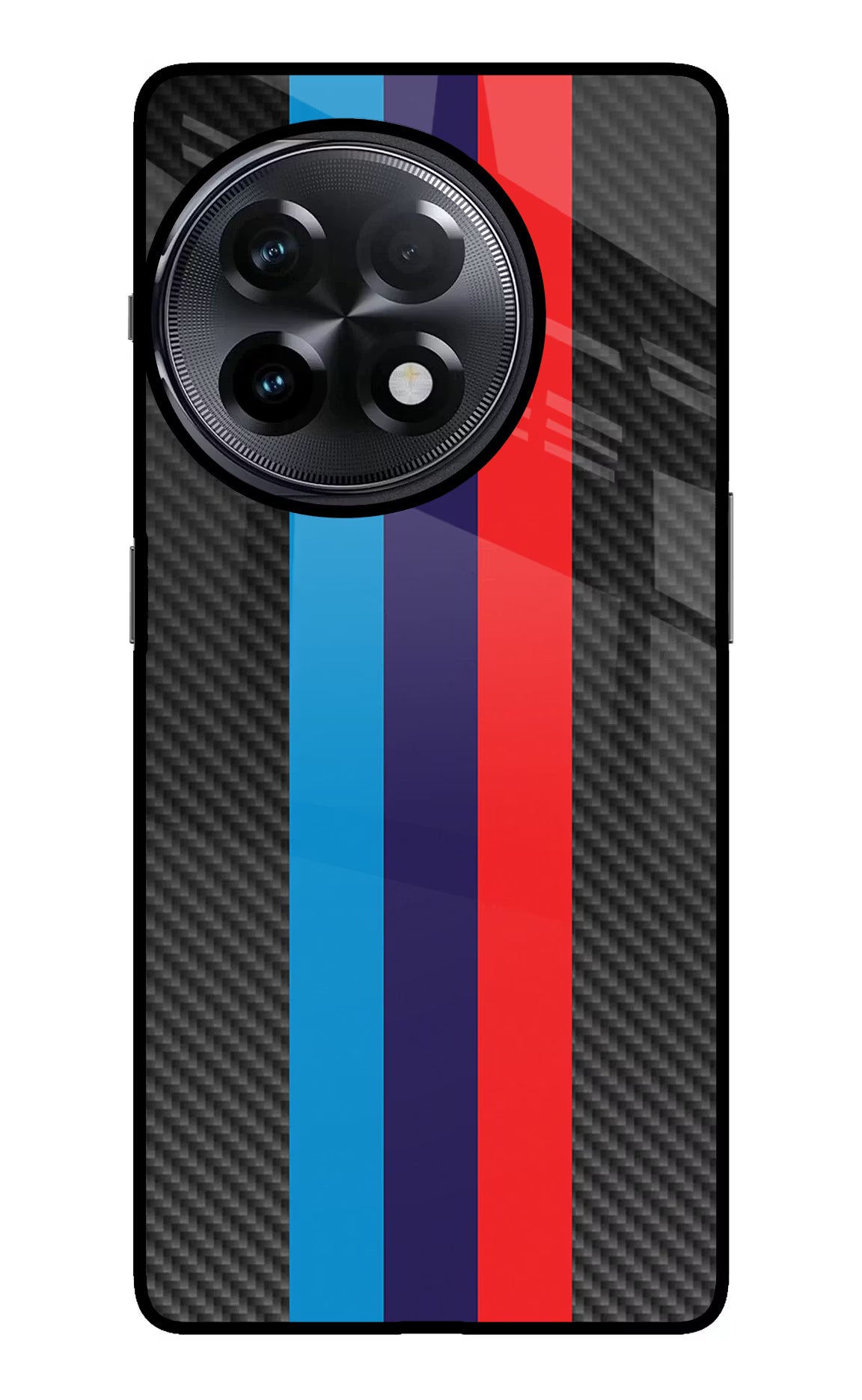 BMW Stripes Pattern OnePlus 11R Glass Case Back Cover by Casekaro