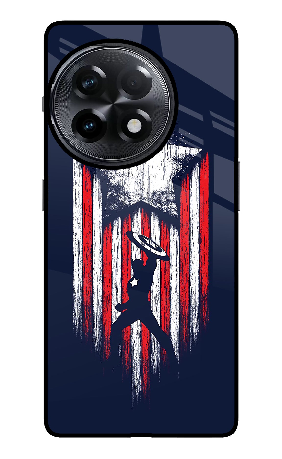 Captain America Marvel Art OnePlus 11R Glass Case