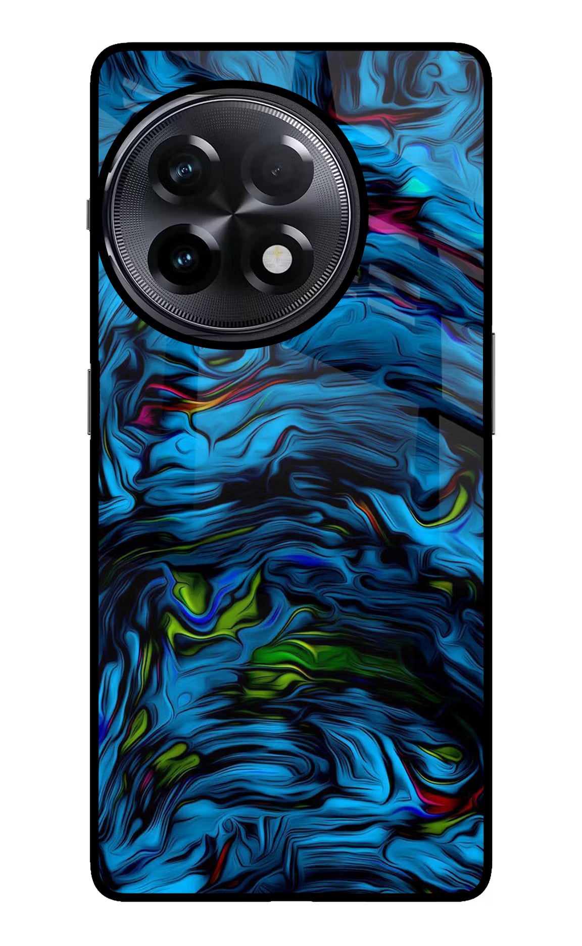 Dark Blue Abstract OnePlus 11R Glass Case Back Cover by Casekaro