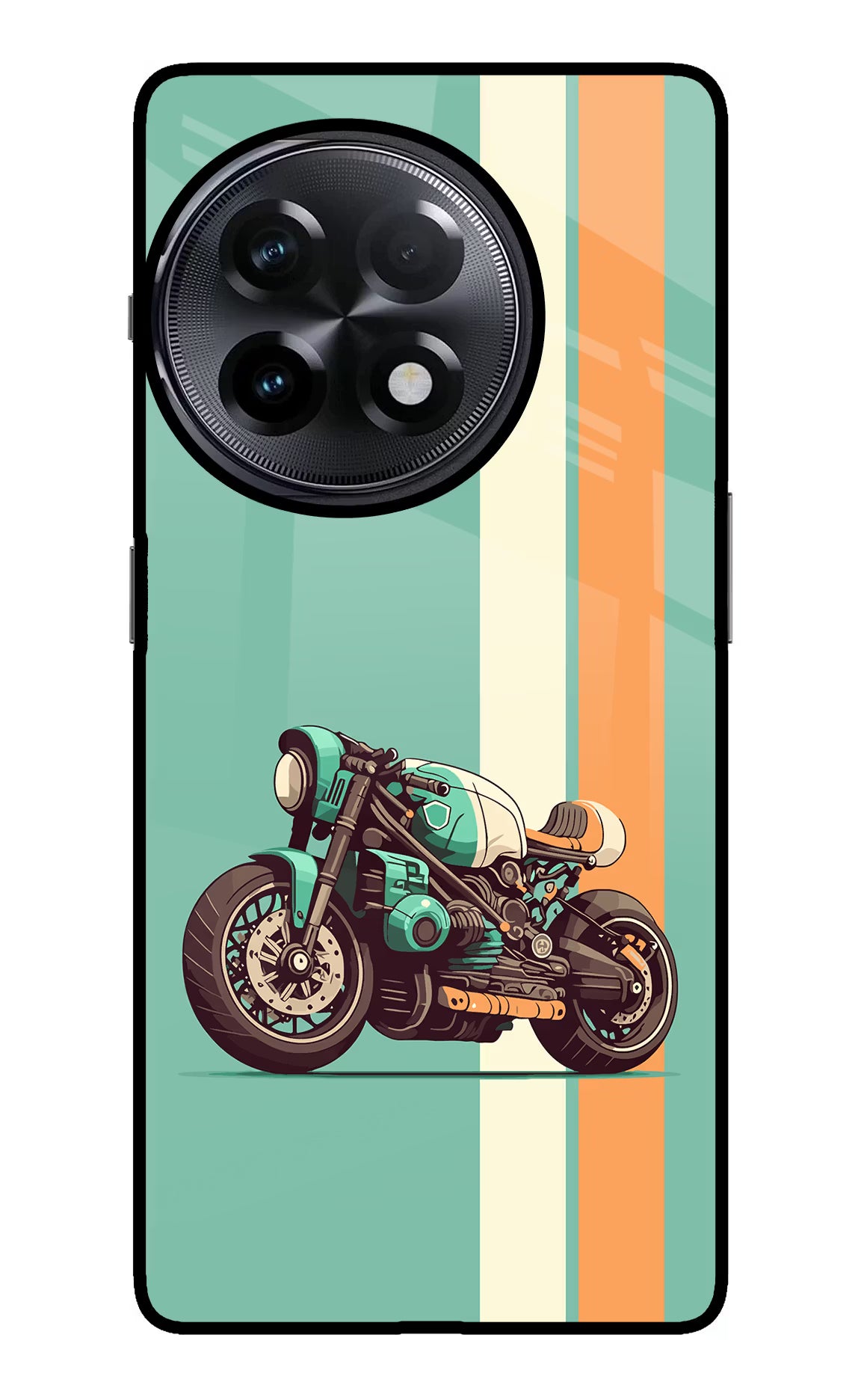Striped Moto Drift OnePlus 11R Glass Case Back Cover by Casekaro