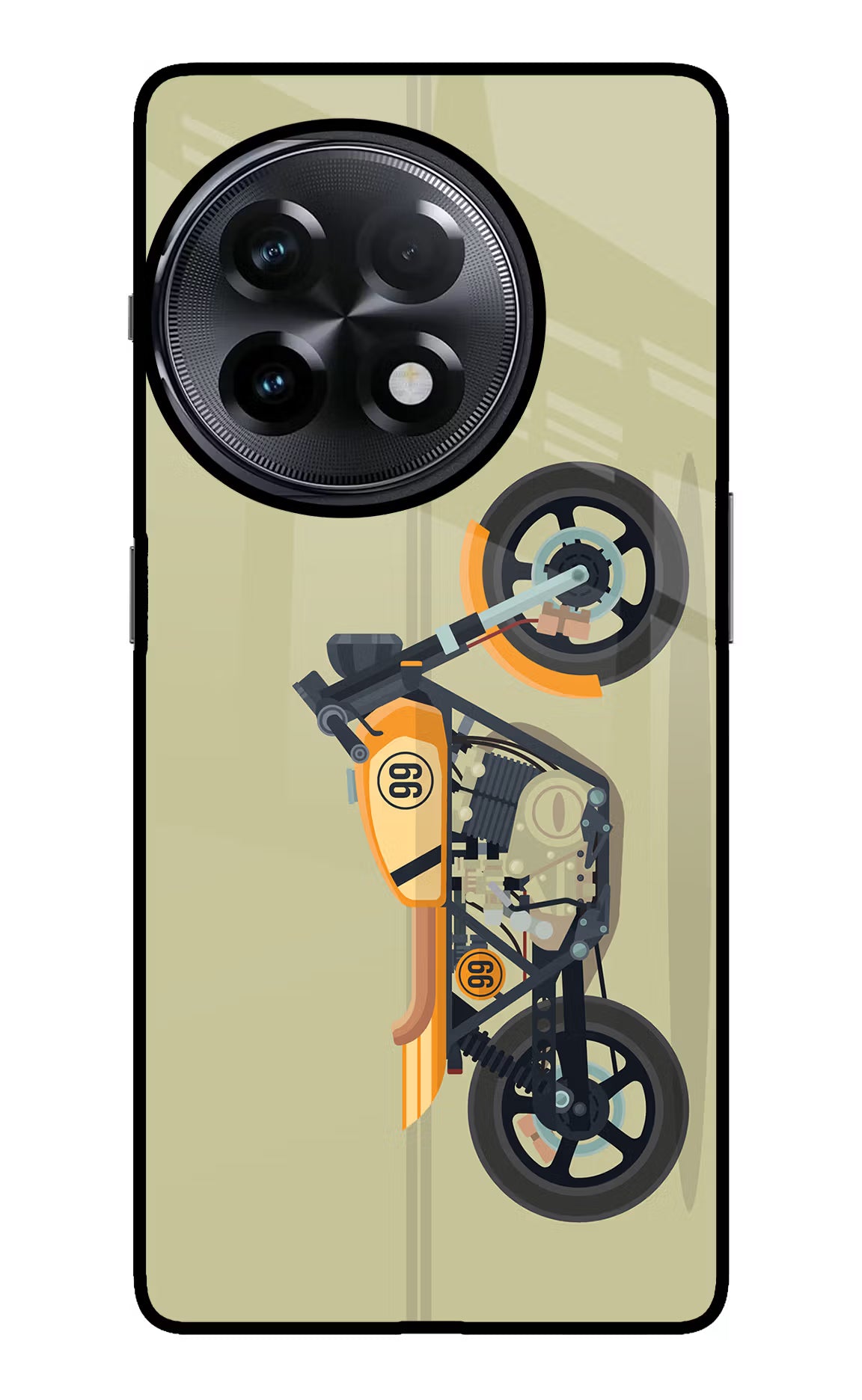 Vertical Speedster OnePlus 11R Glass Case Back Cover by Casekaro