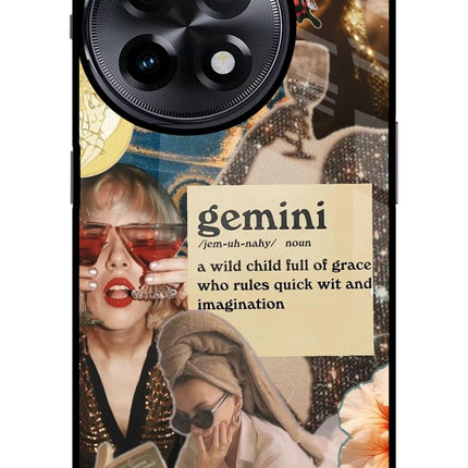 Gemini Zodiac OnePlus 11R Glass Case Back Cover by Casekaro