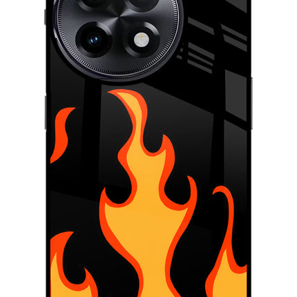 Fired Up – Black OnePlus 11R Glass Case Back Cover by Casekaro