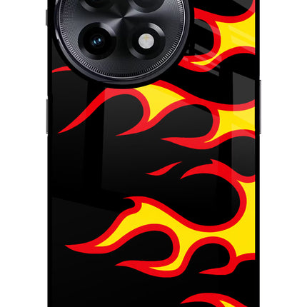 Side Sweep Flames OnePlus 11R Glass Case