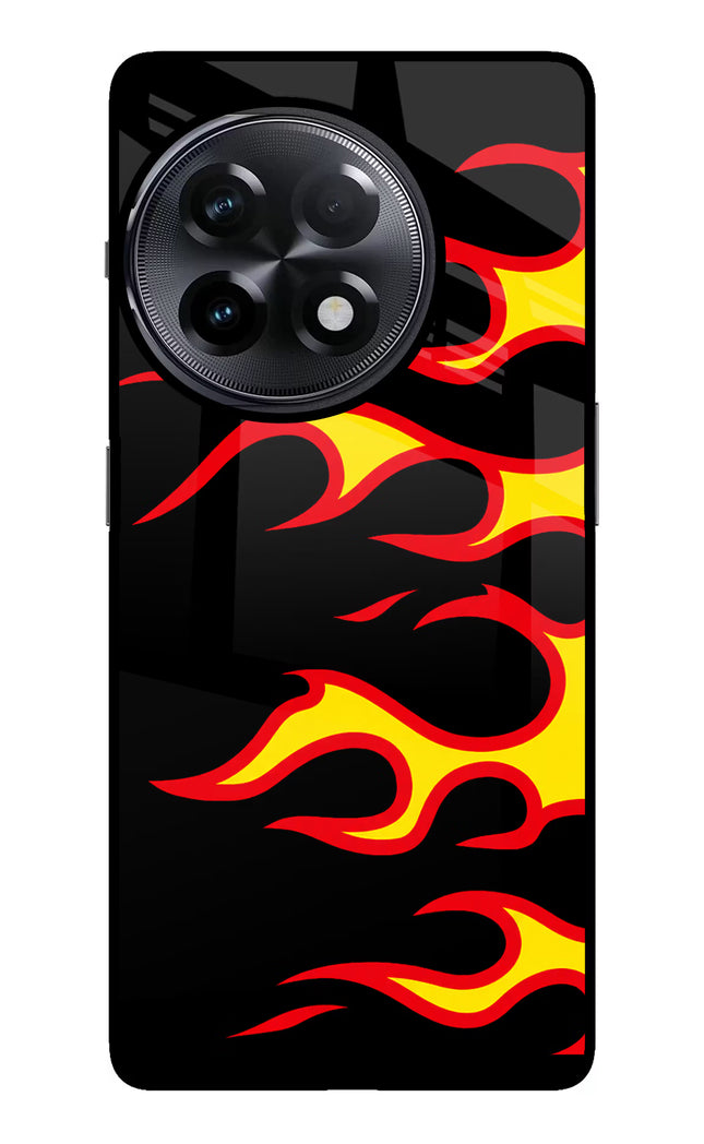 Side Sweep Flames OnePlus 11R Glass Case
