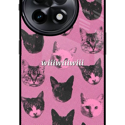 Pink Cats OnePlus 11R Glass Case Back Cover by Casekaro