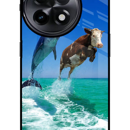 Dolphin vs Cow OnePlus 11R Glass Case Back Cover by Casekaro
