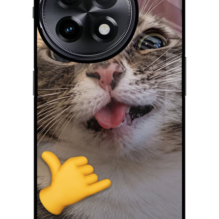 Silly Cat Call OnePlus 11R Glass Case Back Cover by Casekaro