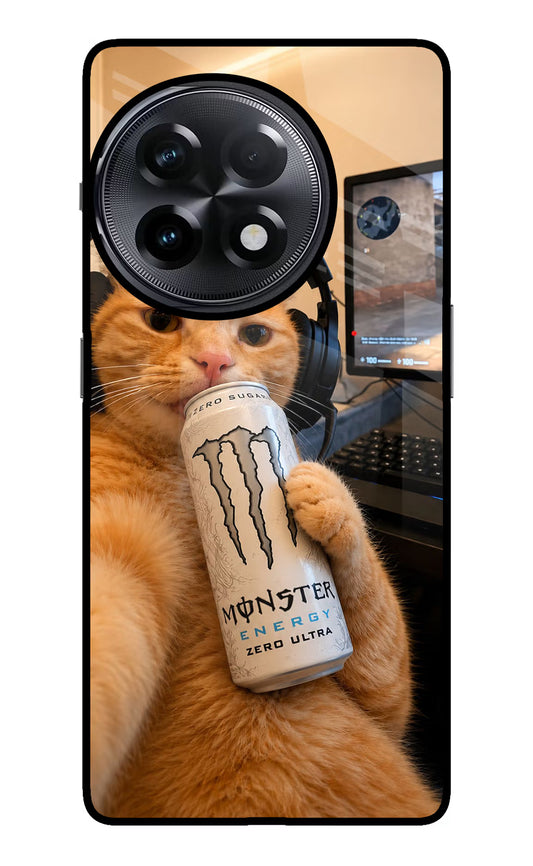 Gamer Cat Energy OnePlus 11R Glass Case