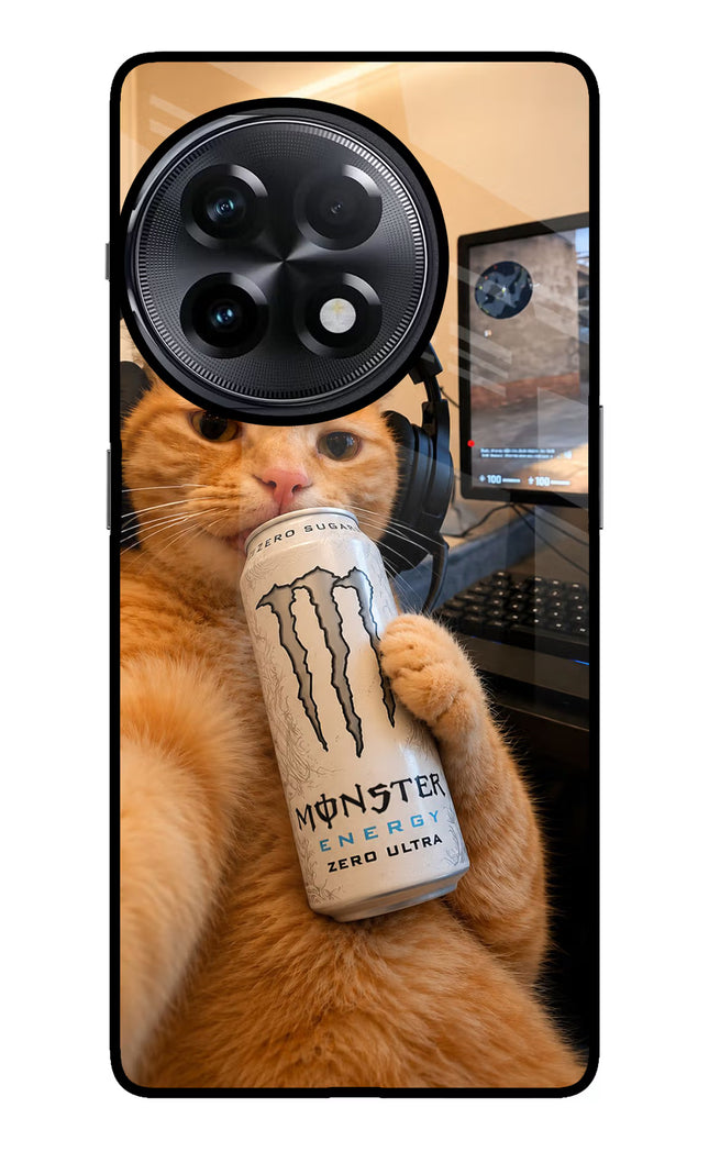 Gamer Cat Energy OnePlus 11R Glass Case