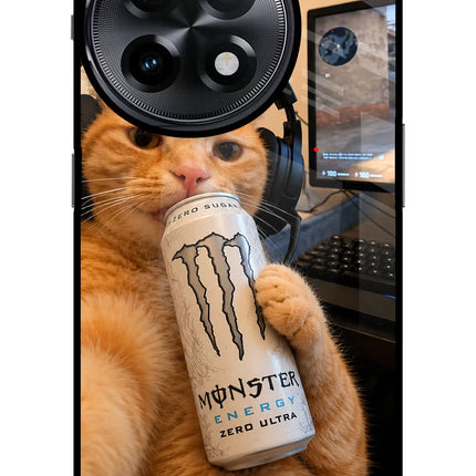 Gamer Cat Energy OnePlus 11R Glass Case Back Cover by Casekaro
