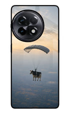 Skydiving Cow OnePlus 11R Glass Case
