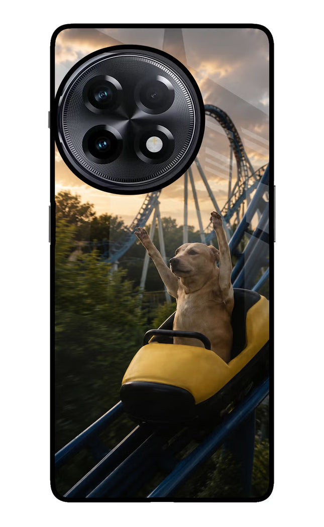 Rollercoaster Dog OnePlus 11R Glass Case