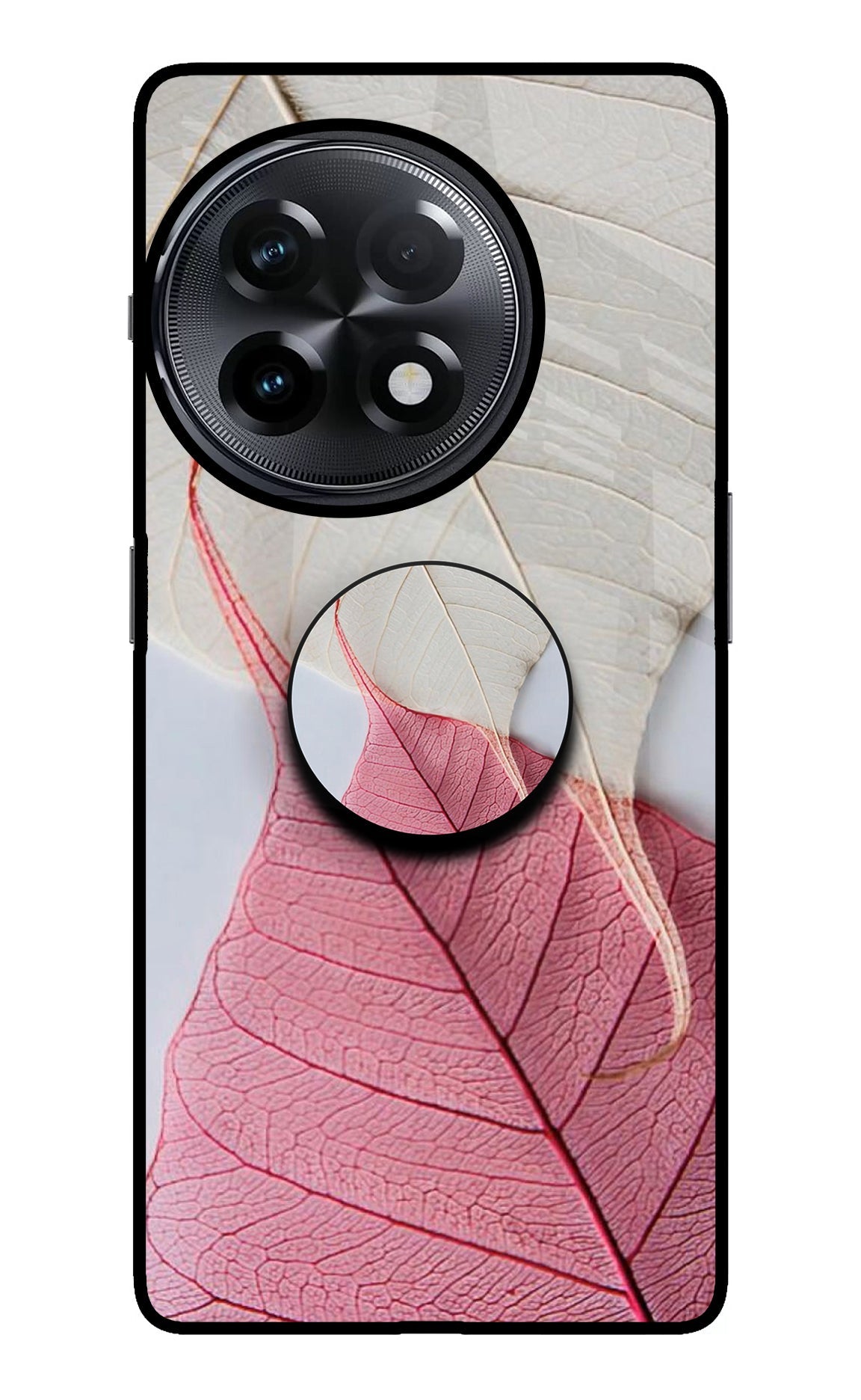 White Pink Leaf OnePlus 11R Glass Case