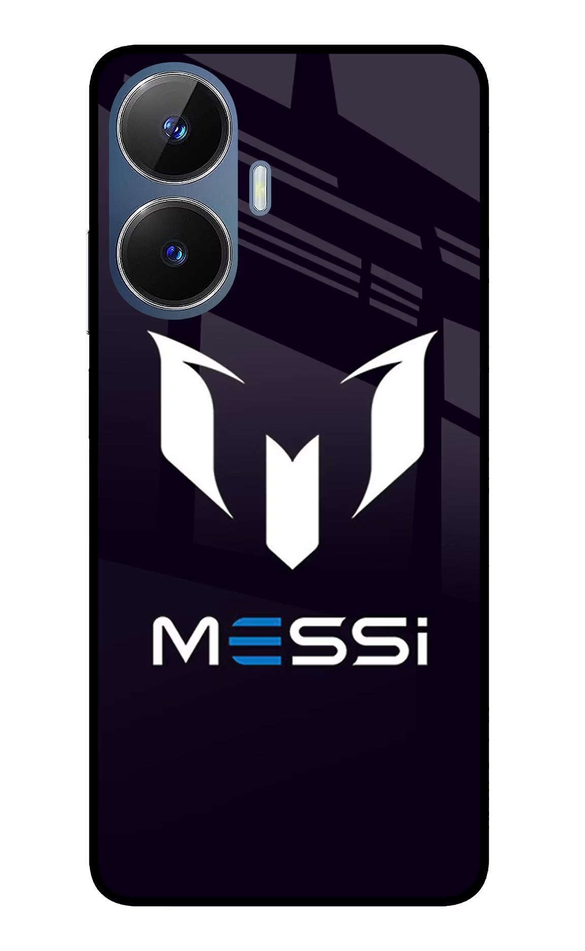 Messi Logo Realme C55/N55 Glass Case Back Cover by Casekaro