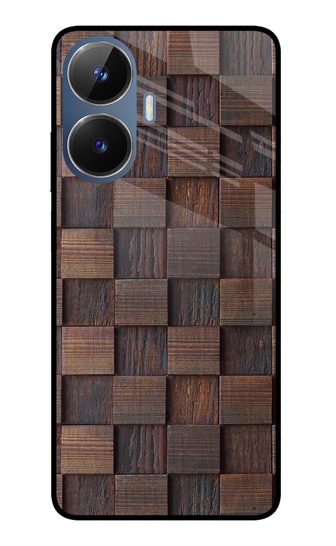 Wooden Cube Design Realme C55/N55 Glass Case