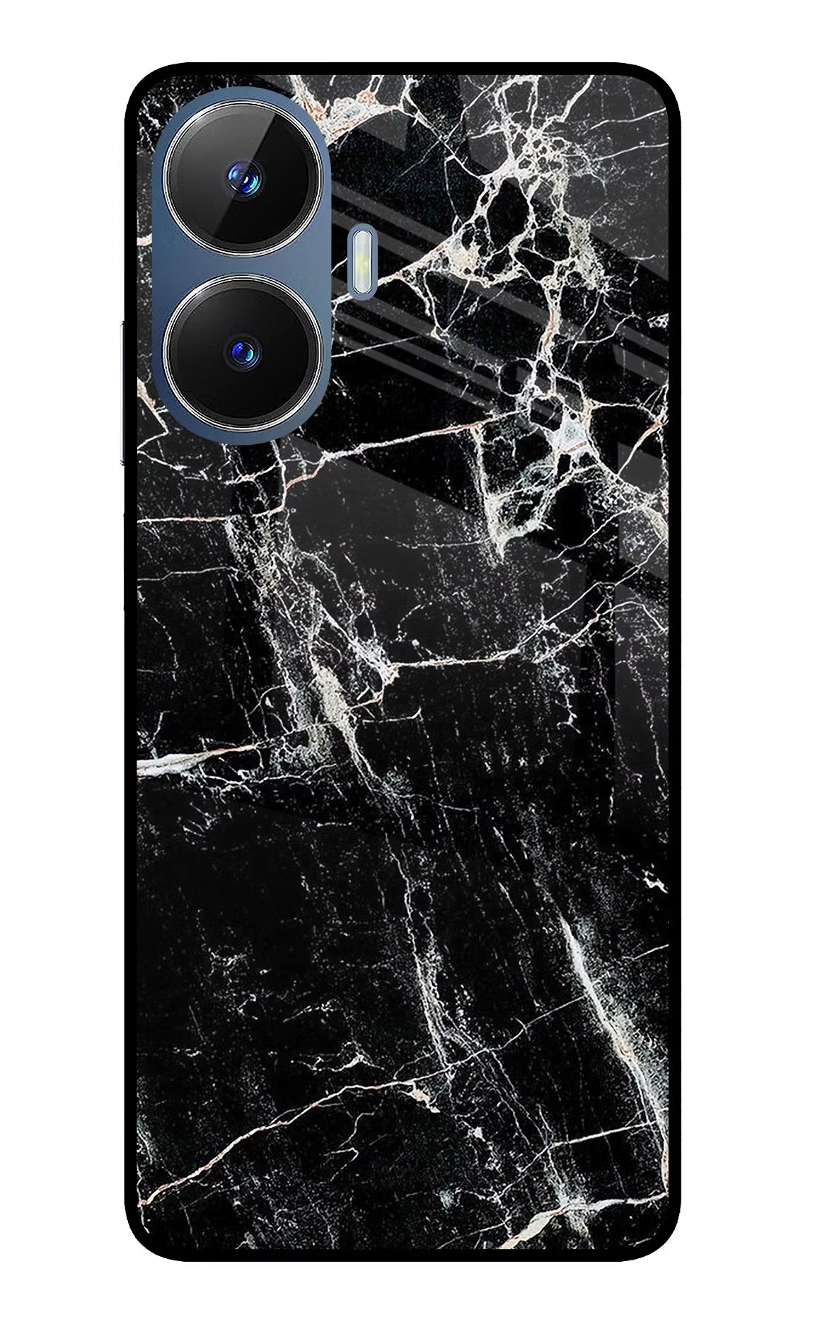 Black Marble Texture Realme C55/N55 Glass Case Back Cover by Casekaro