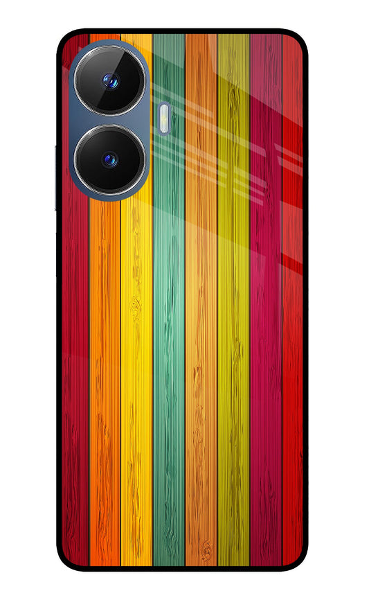 Multicolor Wooden Realme C55/N55 Glass Case