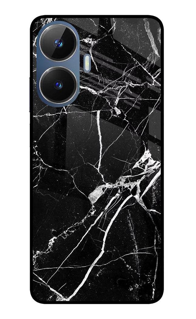 Black Marble Pattern Realme C55/N55 Glass Case Back Cover by Casekaro