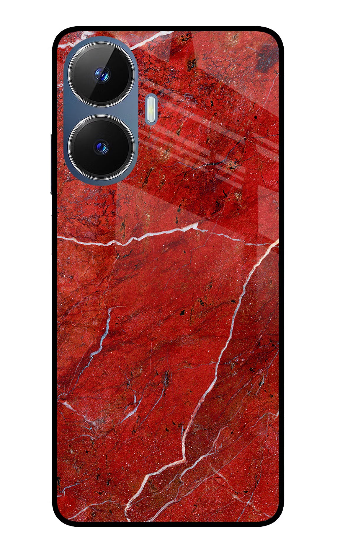 Red Marble Design Realme C55/N55 Glass Case Back Cover by Casekaro
