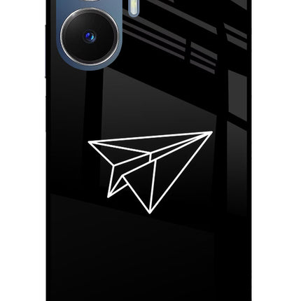 Paper Plane White Realme C55/N55 Glass Case Back Cover by Casekaro