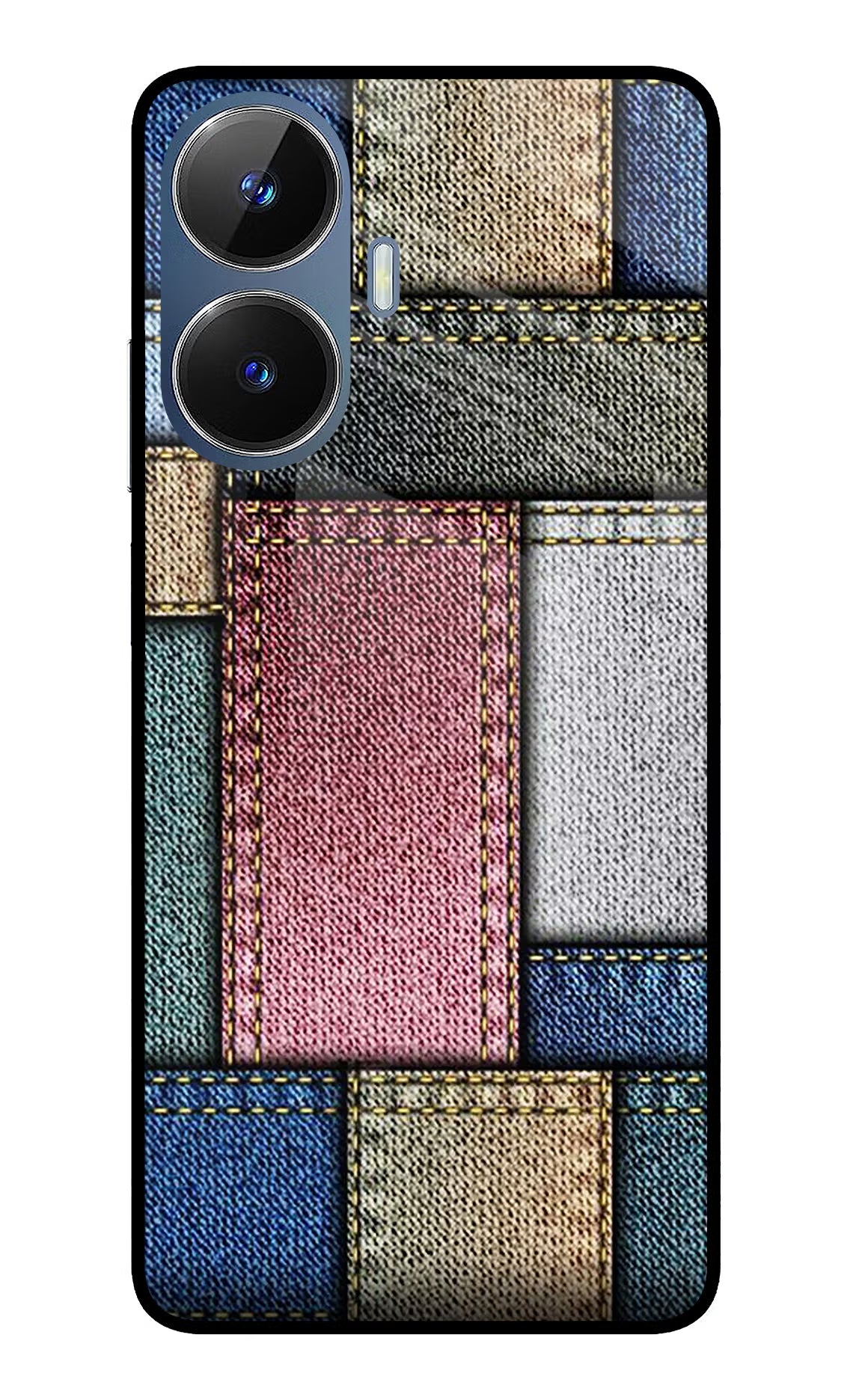 Multicolor Jeans Realme C55/N55 Glass Case Back Cover by Casekaro