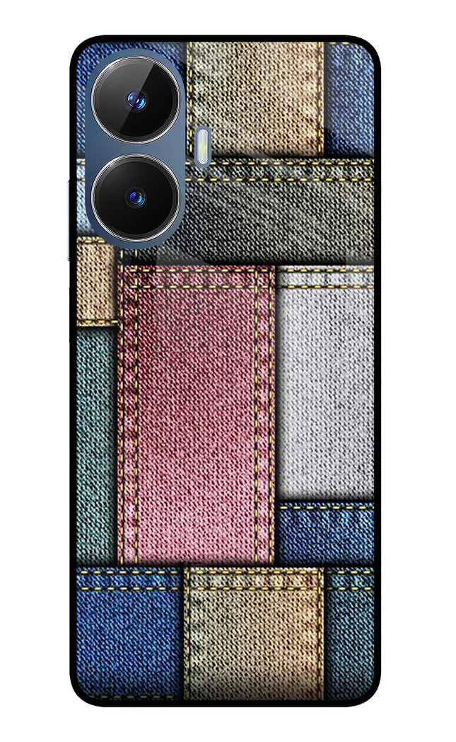 Multicolor Jeans Realme C55/N55 Glass Case Back Cover by Casekaro