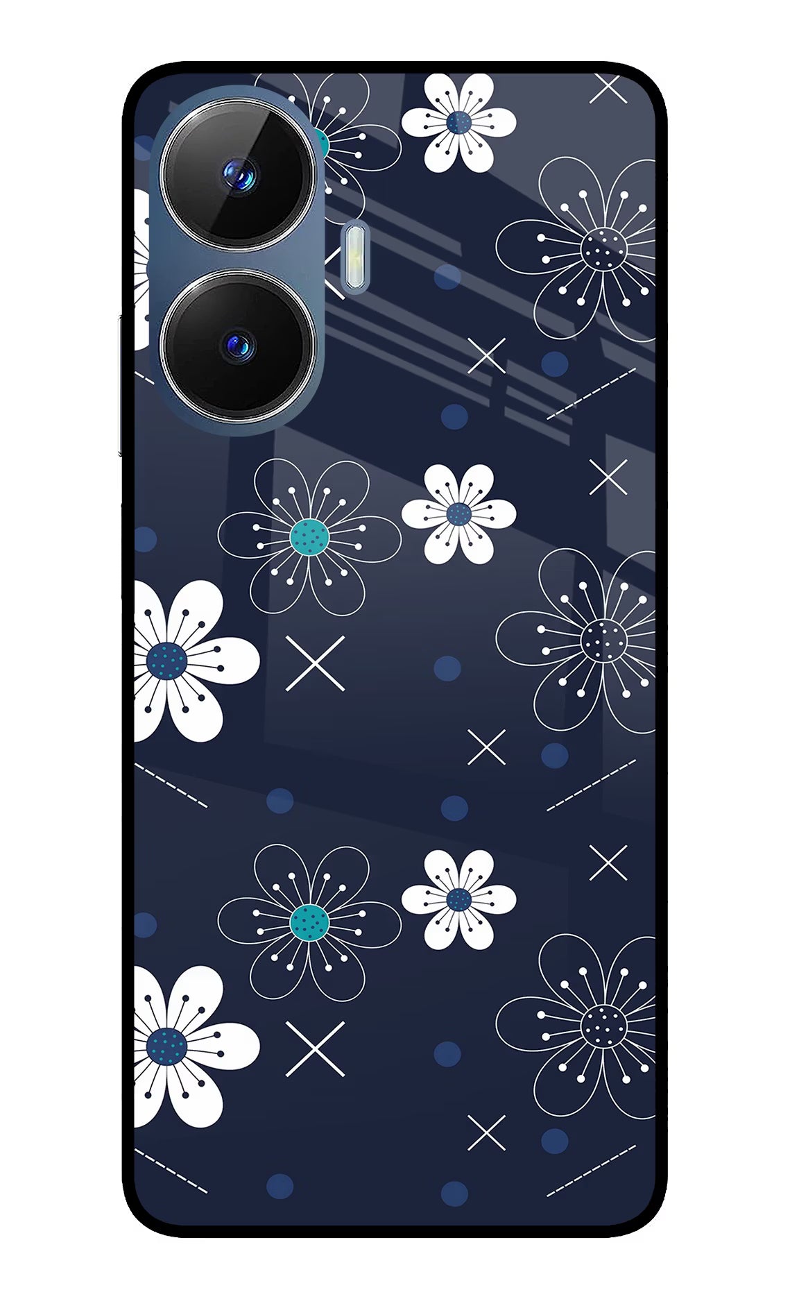 Flowers Realme C55/N55 Glass Case Back Cover by Casekaro