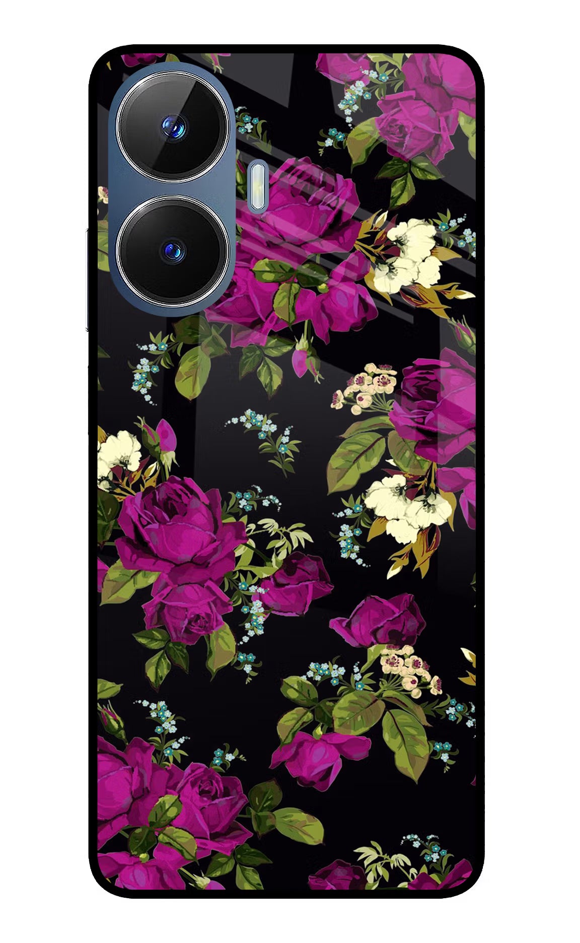 Flowers Realme C55/N55 Glass Case Back Cover by Casekaro