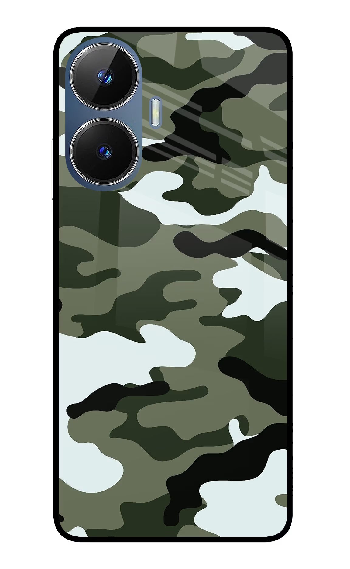 Camouflage Realme C55/N55 Glass Case Back Cover by Casekaro
