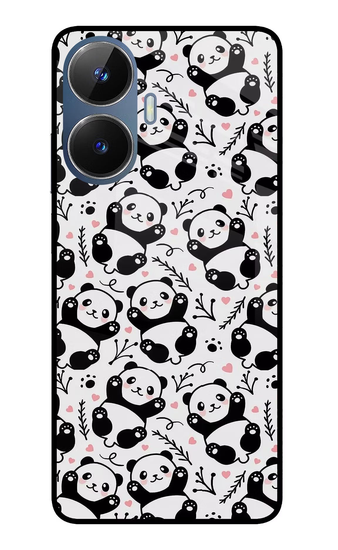Cute Panda Realme C55/N55 Glass Case Back Cover by Casekaro