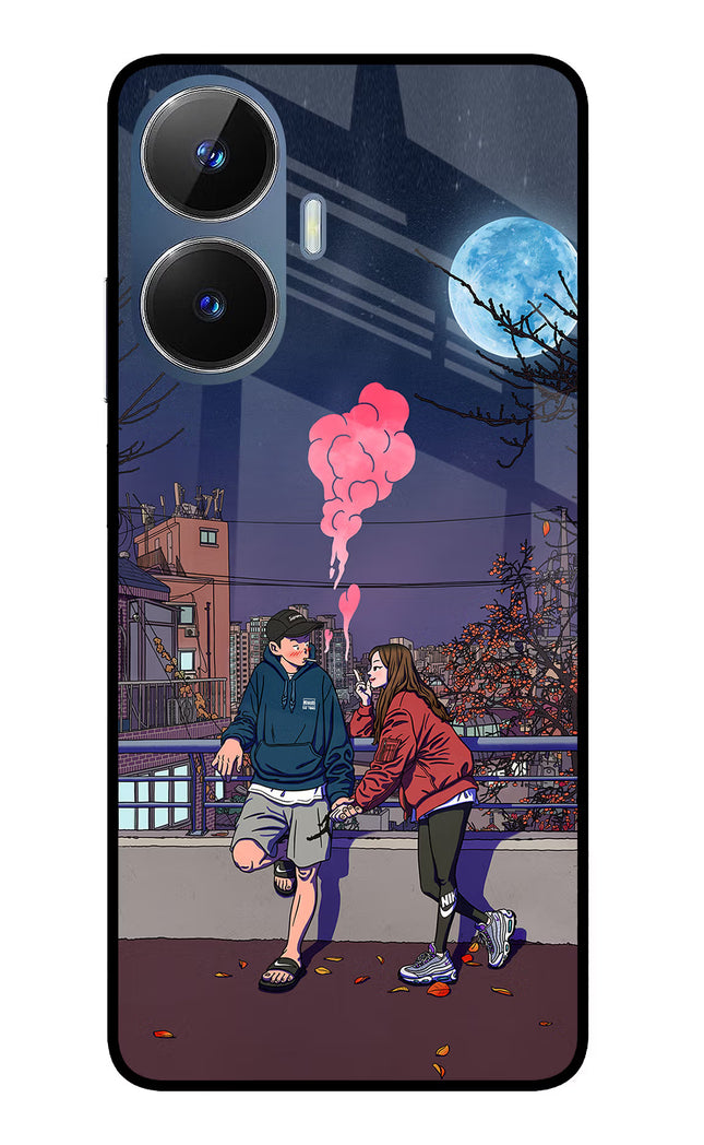 Chilling Couple Realme C55/N55 Glass Case Back Cover by Casekaro