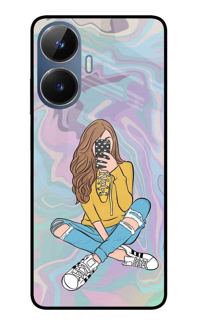 Selfie Girl Realme C55/N55 Glass Case Back Cover by Casekaro