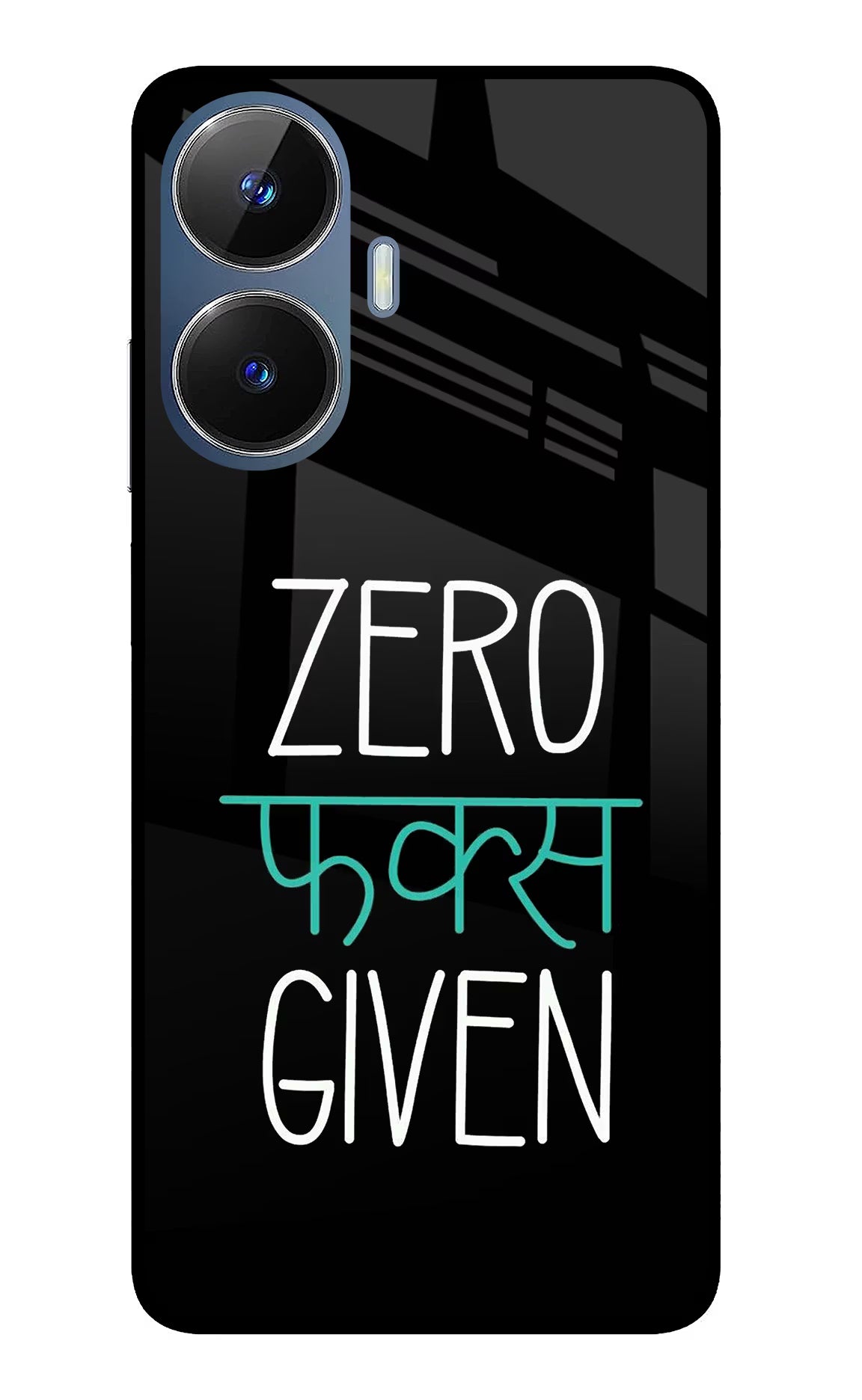 Zero Fucks Given Realme C55/N55 Glass Case Back Cover by Casekaro