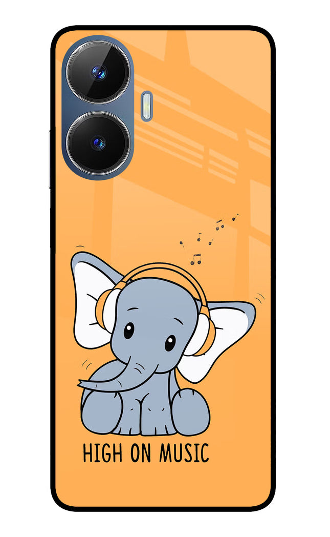 High On Music Realme C55/N55 Glass Case Back Cover by Casekaro
