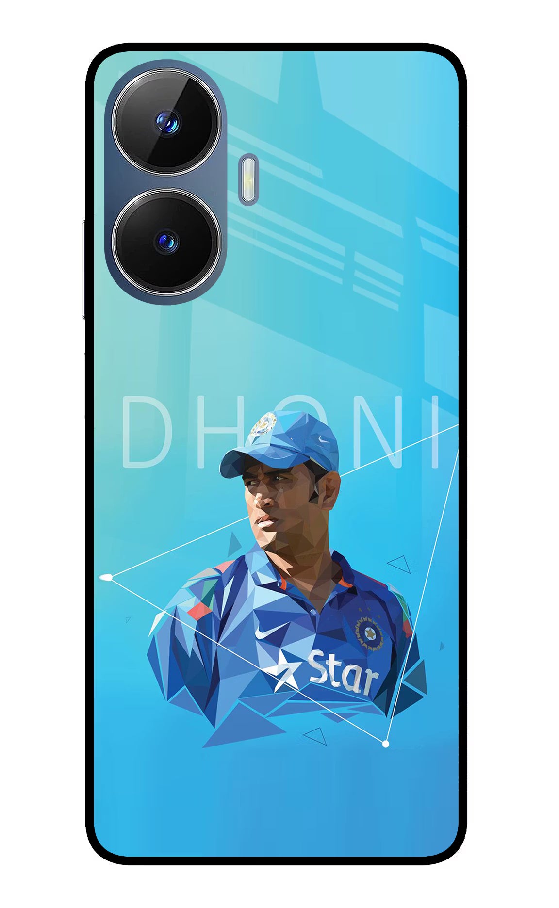 Dhoni Artwork Realme C55/N55 Glass Case Back Cover by Casekaro