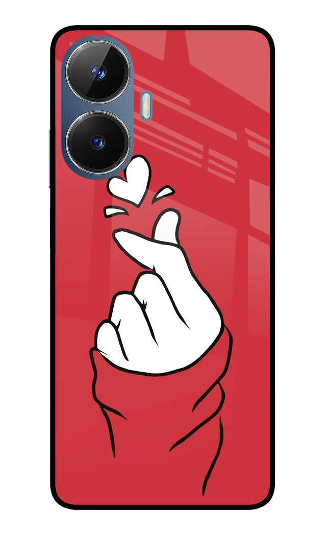 Korean Love Sign Realme C55/N55 Glass Case Back Cover by Casekaro