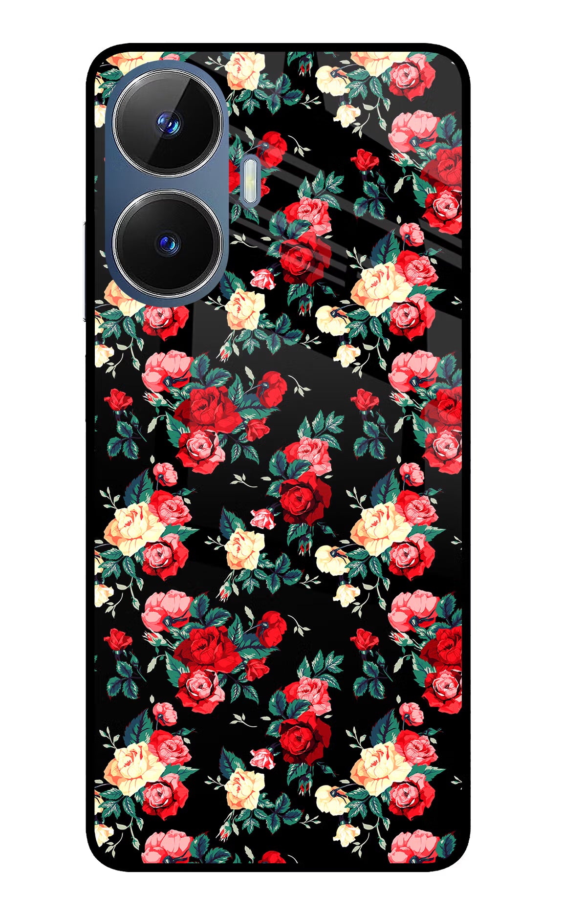 Rose Pattern Realme C55/N55 Glass Case Back Cover by Casekaro