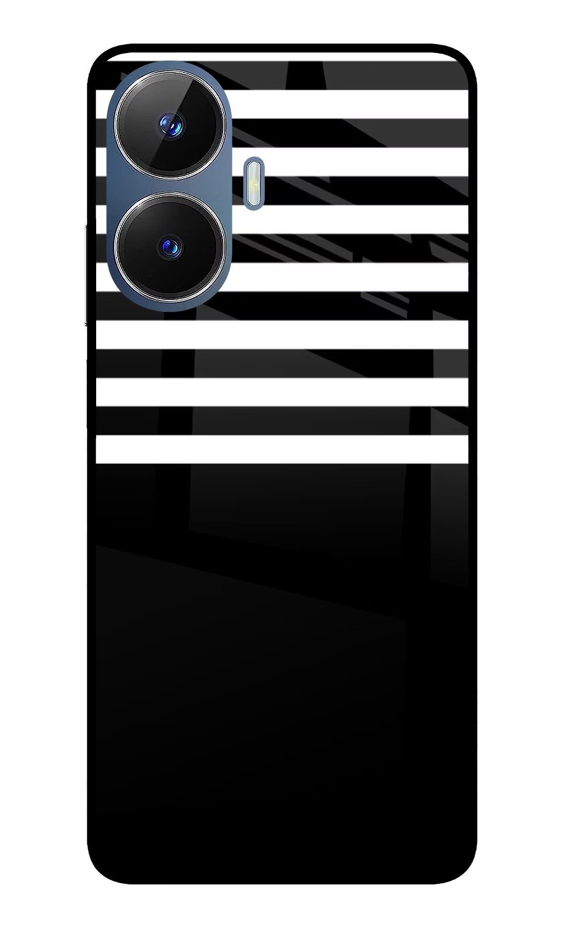 Black and White Print Realme C55/N55 Glass Case Back Cover by Casekaro