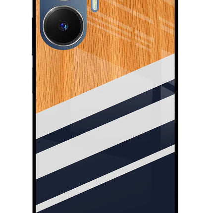 Blue and white wooden Realme C55/N55 Glass Case Back Cover by Casekaro