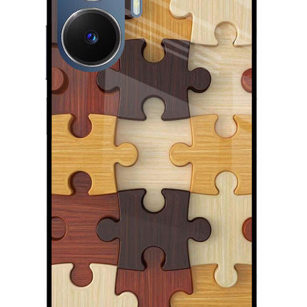 Wooden Puzzle Realme C55/N55 Glass Case Back Cover by Casekaro