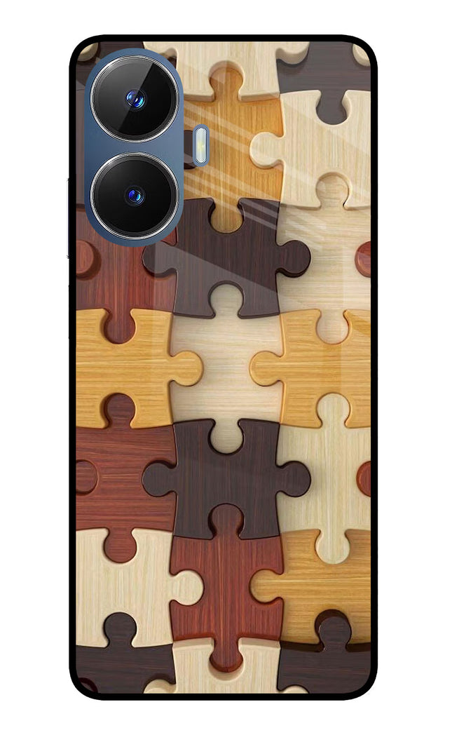 Wooden Puzzle Realme C55/N55 Glass Case Back Cover by Casekaro